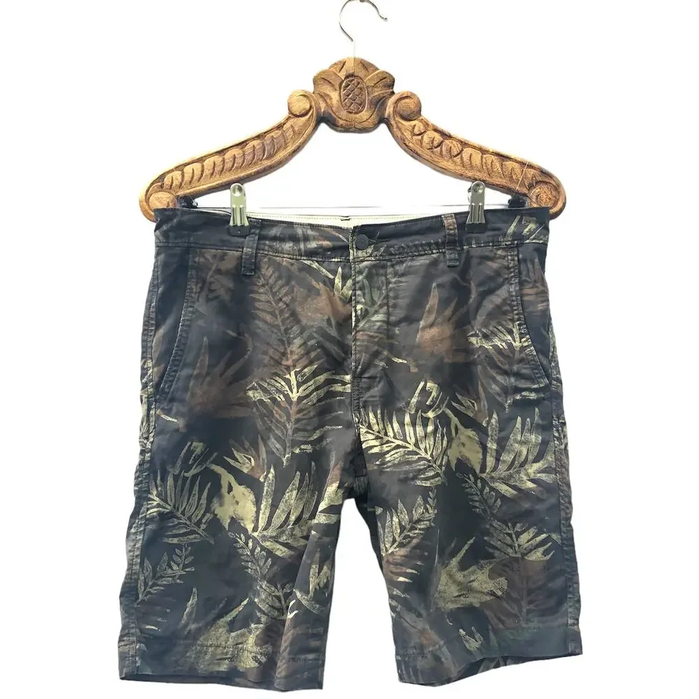 Levi Shorts Leaf Print Camo Color Chino Casual Summer Cotton Stretch 32